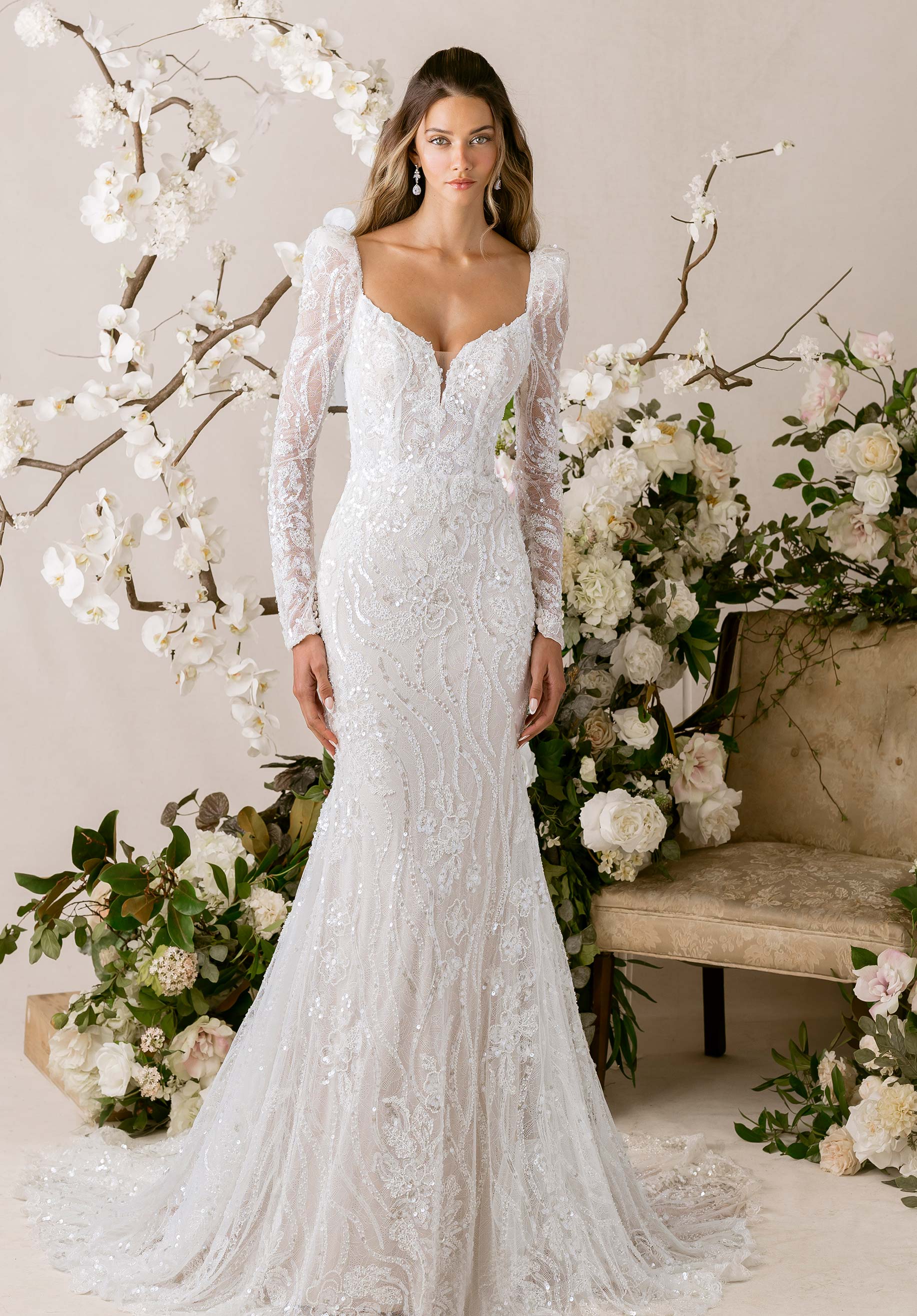 morilee-prima-brautkleid-t-ll-langarm-mit-puff-rmeln-und-cat-eye-ausschnitt image 1