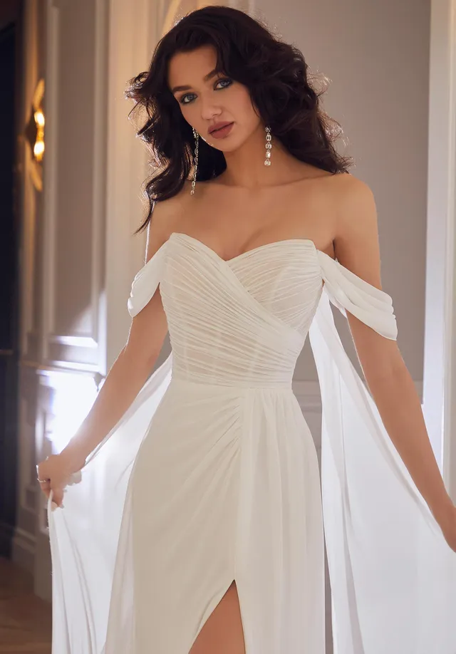 morilee-chiffon-sleeves-and-streamer-set-braut-rmel-set image 1
