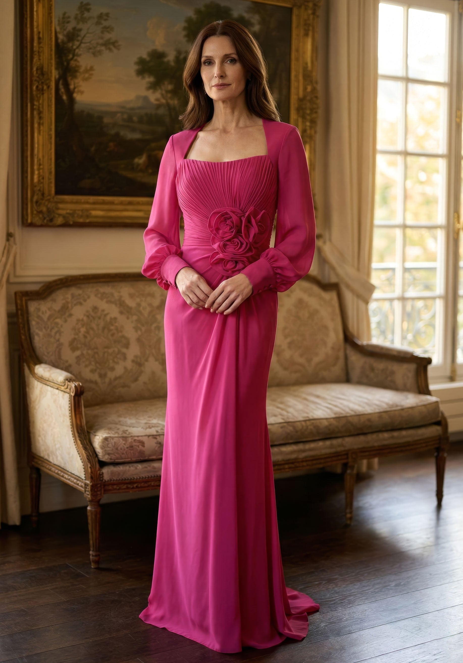 morilee-pleated-bodice-chiffon-abendkleid-mit-rosetten image 4