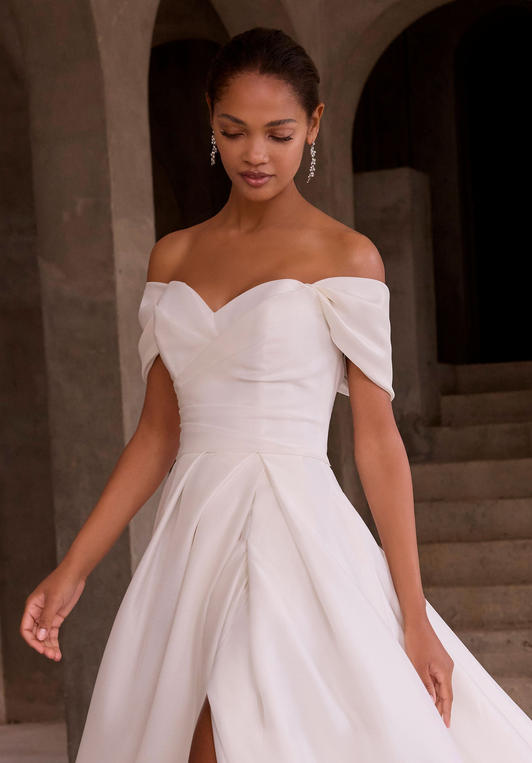 morilee-draped-organza-off-shoulder-abendkleid image 1