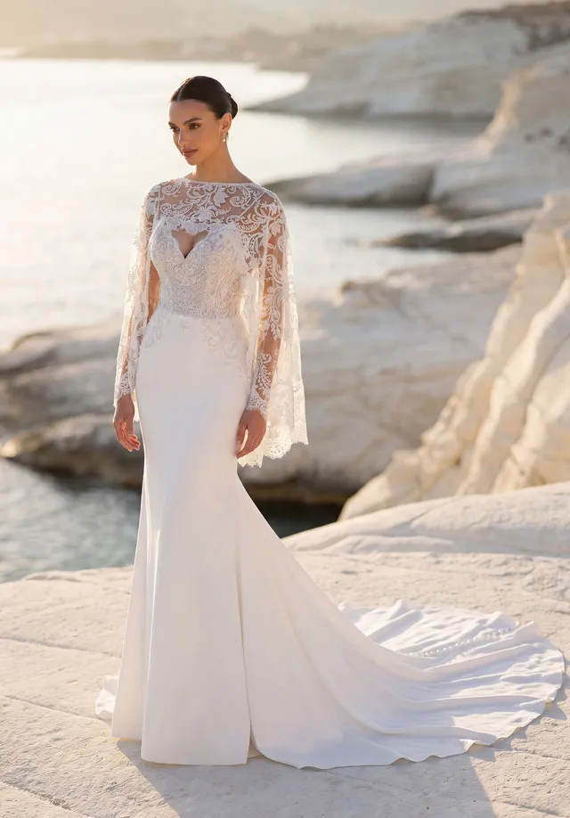 morilee-trin-brautkleid-fit-and-flare-v-ausschnitt-stretch-crepe-satin-niedriger image 1