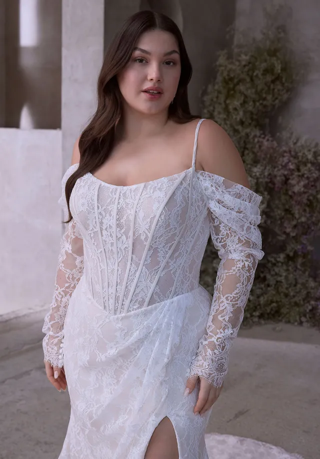 morilee-off-the-shoulder-spitze-langarm-brautkleid image 1
