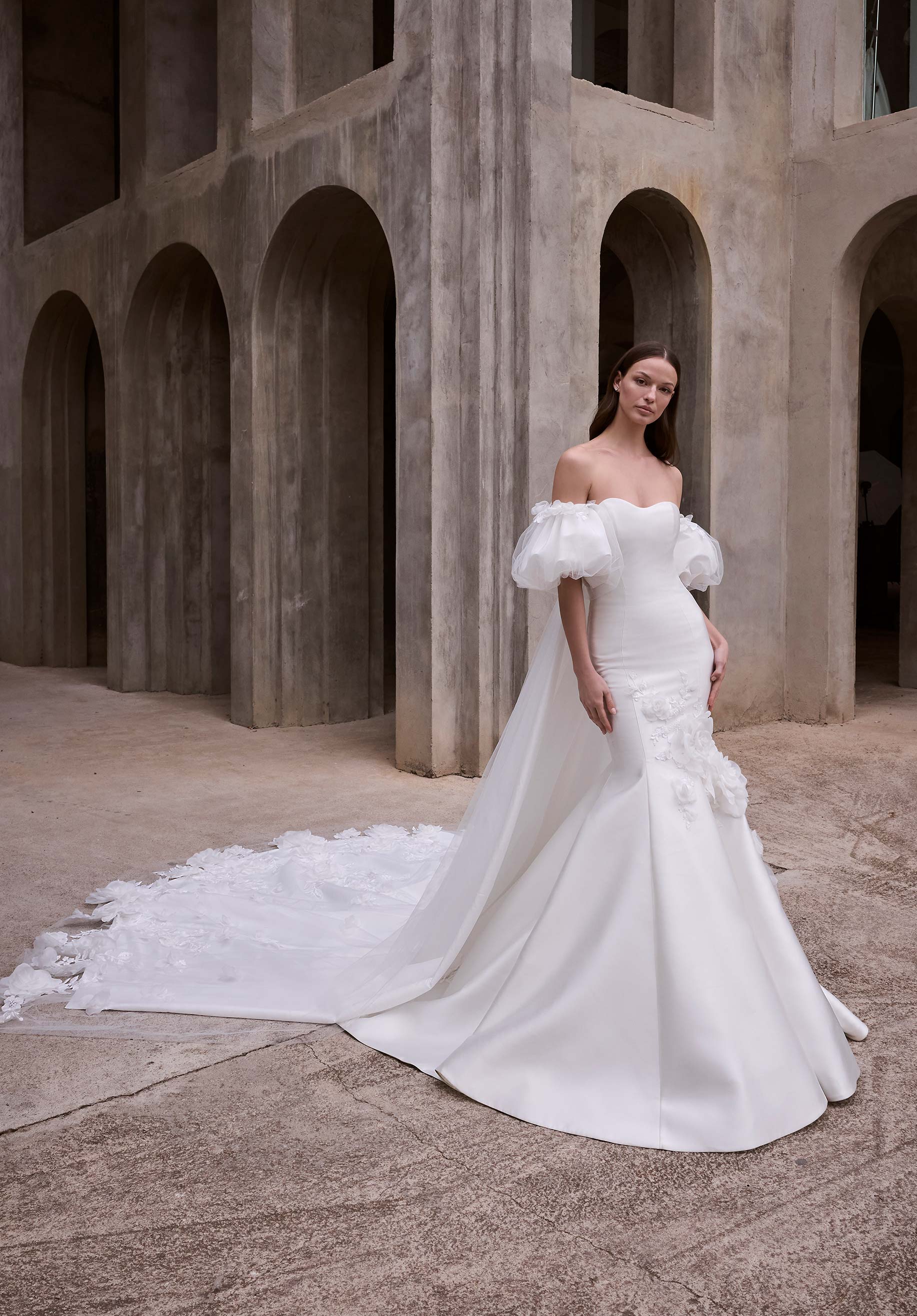 morilee-aelina-brautkleid-fit-flare-mikado-mit-puff-rmeln image 5