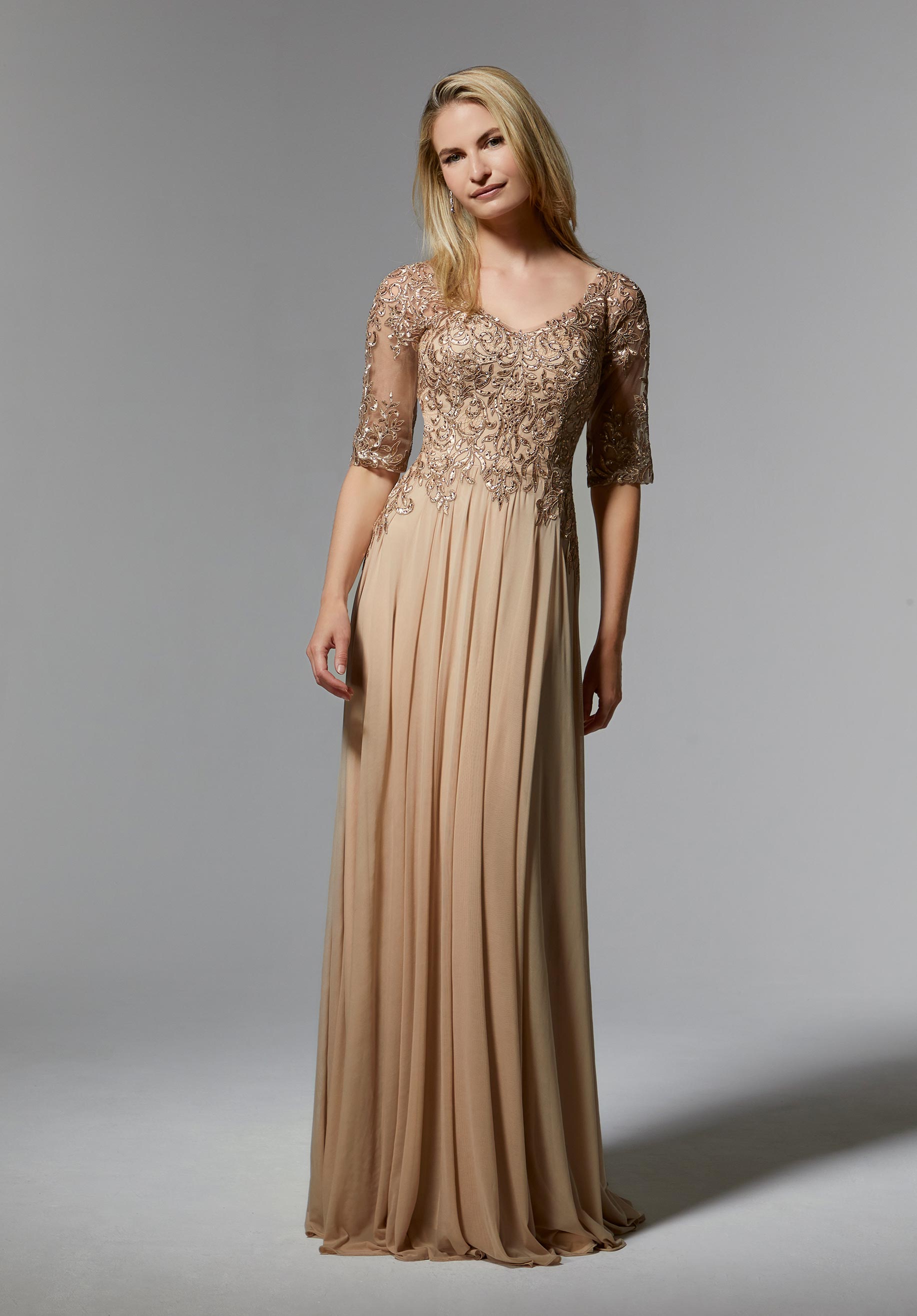 morilee-festkleid-stretch-mesh-v-neck-perlenapplikation image 3