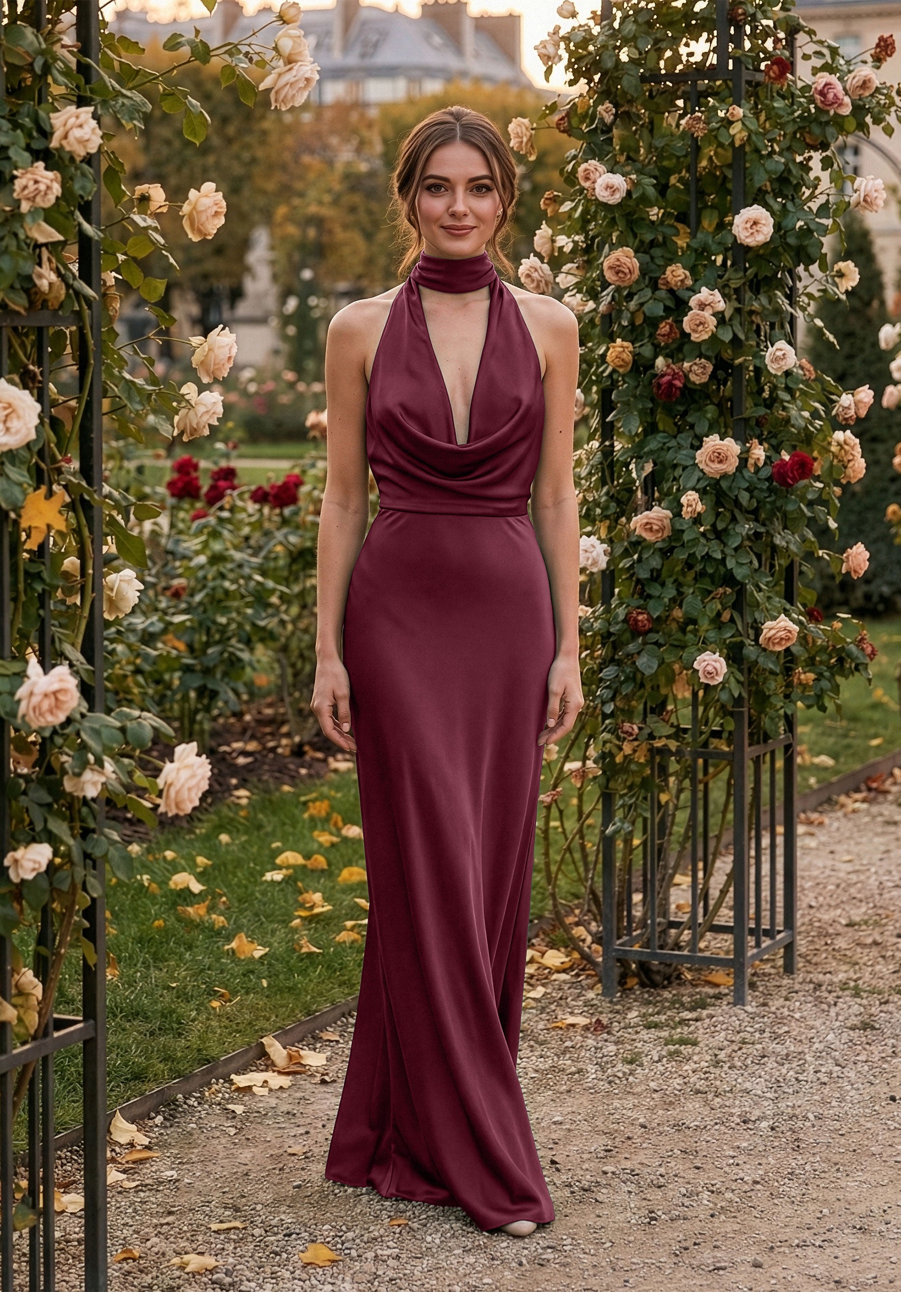 morilee-halter-cowl-neck-luxe-satin-fit-and-flare-brautjungfernkleid-mit-abnehmb image 5