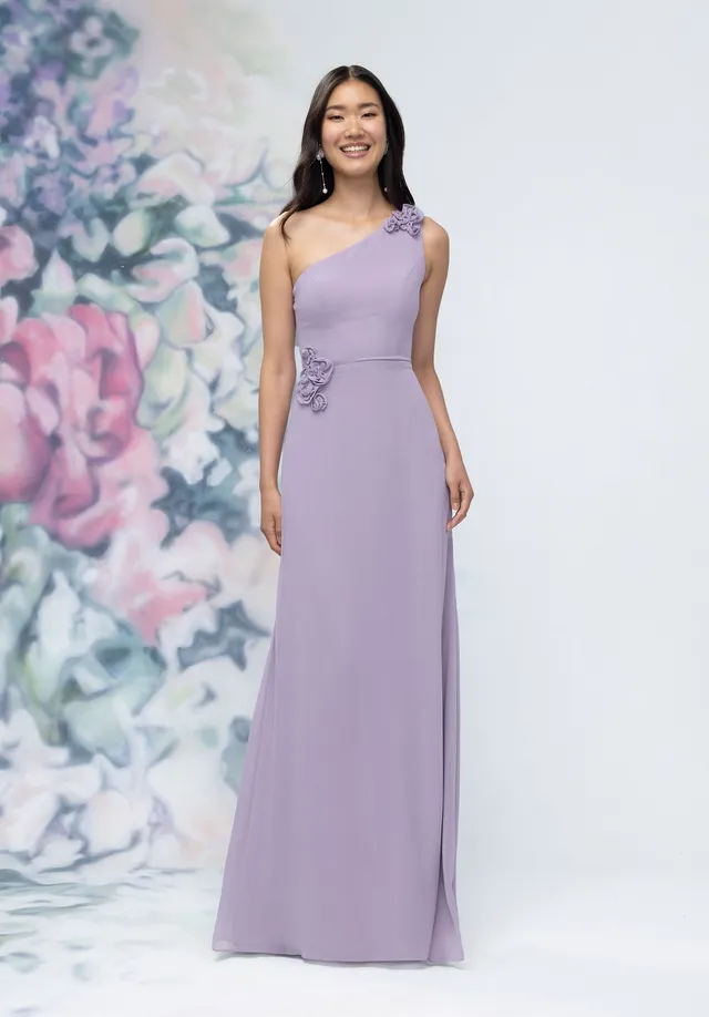 morilee-one-shoulder-chiffon-brautjungfernkleid-mit-3d-blumen image 1
