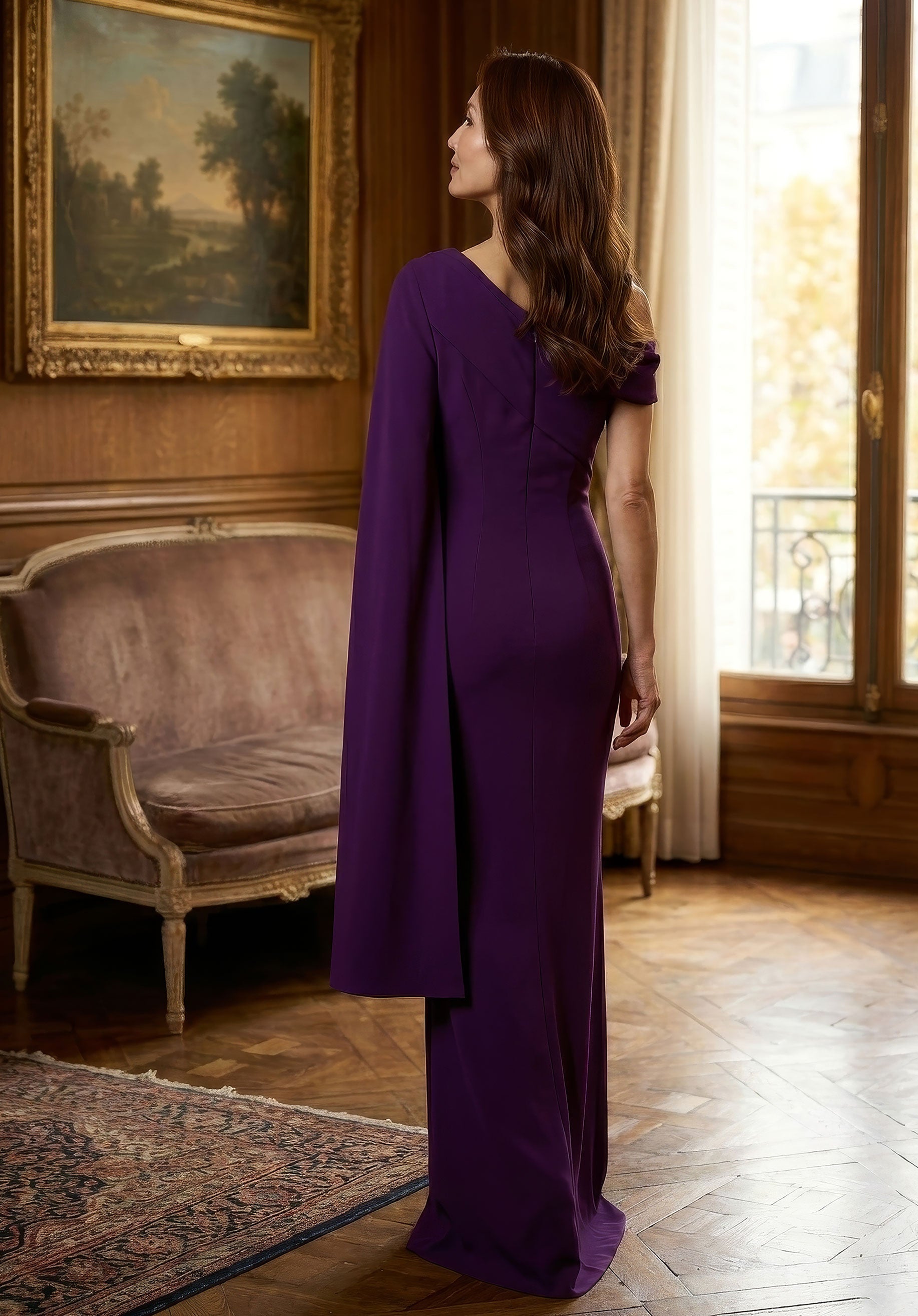 morilee-one-shoulder-stretch-crepe-abendkleid-mit-bl-ten-und-split-rmel image 3