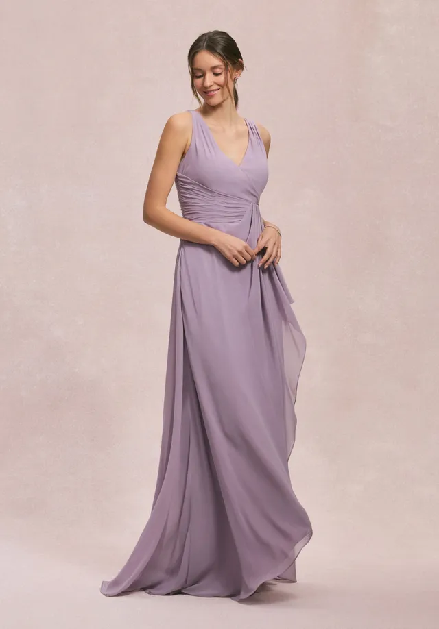morilee-brautjungfernkleid-chiffon-v-ausschnitt-r-sche image 1