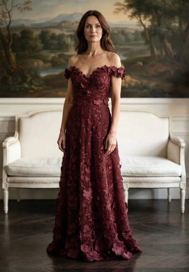 morilee-off-shoulder-flower-t-ll-abendkleid-a-linie image 1