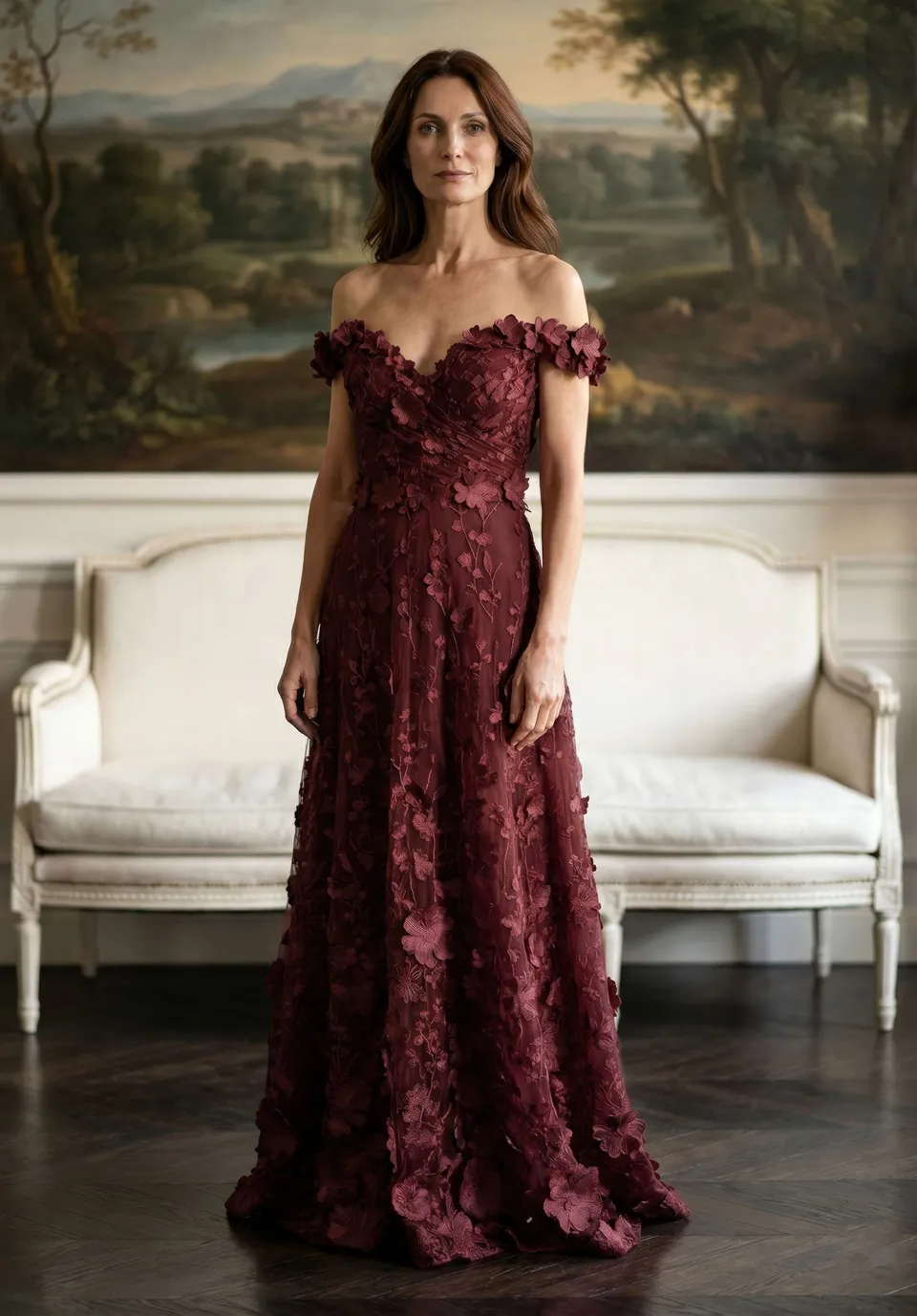 morilee-off-shoulder-flower-t-ll-abendkleid-a-linie image 1
