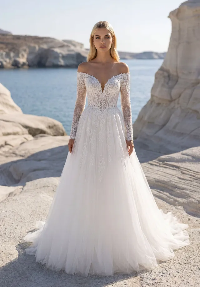 morilee-tulin-brautkleid-a-linie-mit-chantilly-spitze-und-rmeln image 1