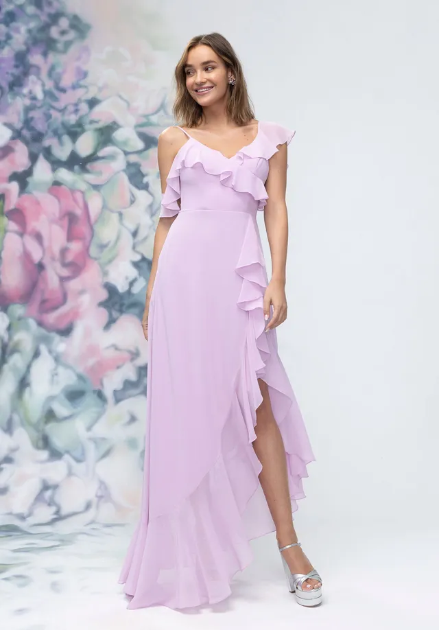 morilee-chiffon-brautjungfernkleid-a-linie-mit-r-schen-schlitz image 1