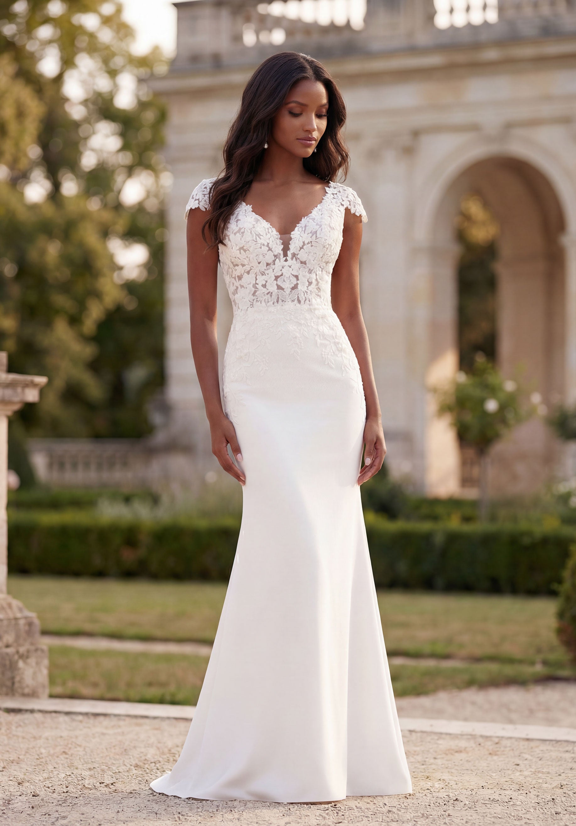 morilee-shay-brautkleid-crepe-mit-cap-rmeln-und-schleppe image 3