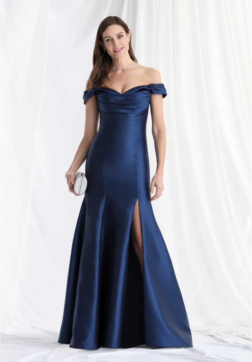 morilee-fit-and-flare-off-shoulder-mikado-abendkleid-mit-schlitz image 1