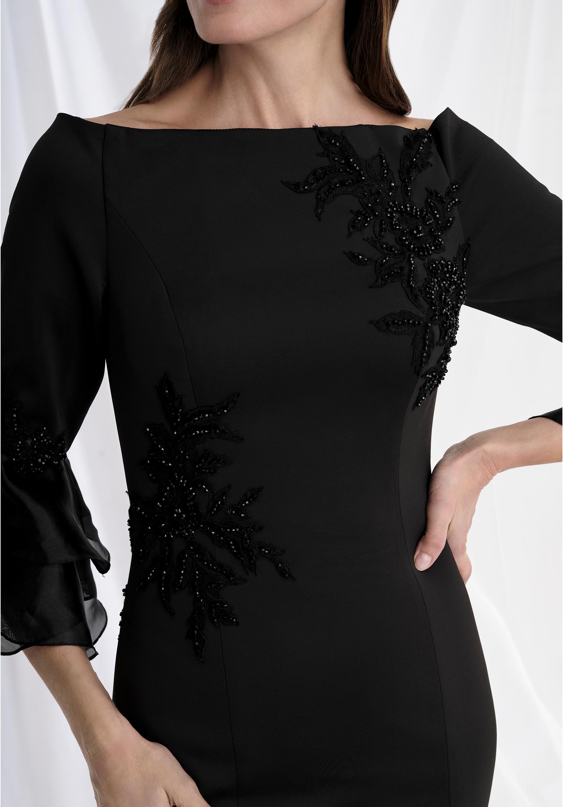 morilee-scuba-fit-flare-abendkleid-mit-r-schen-rmeln image 3
