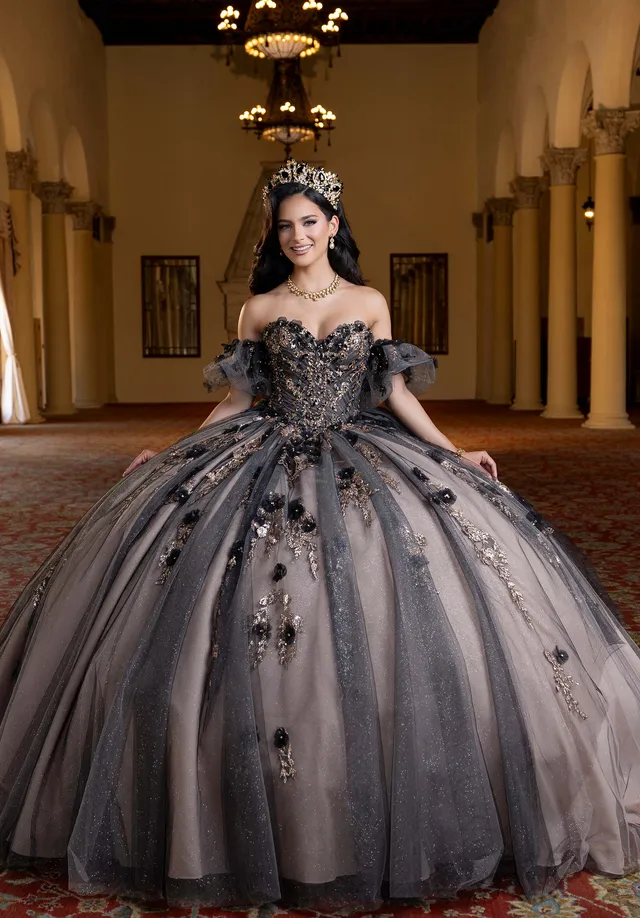 morilee-vizcaya-blair-quincea-era-kleid-mit-3d-bl-ten-und-puff-rmeln image 1