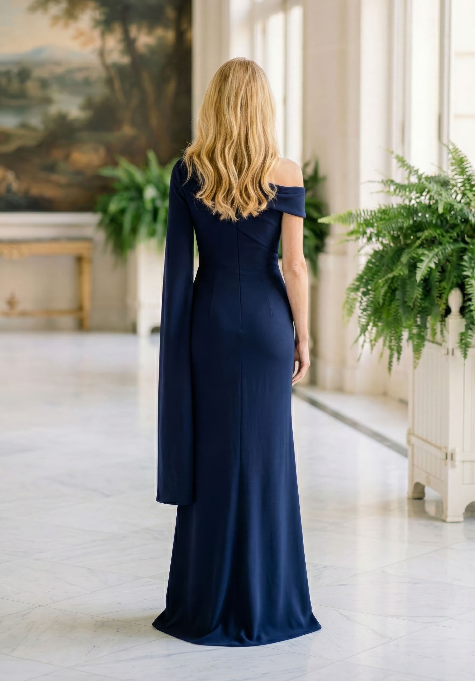 morilee-one-shoulder-stretch-crepe-abendkleid-mit-bl-ten-und-split-rmel image 6