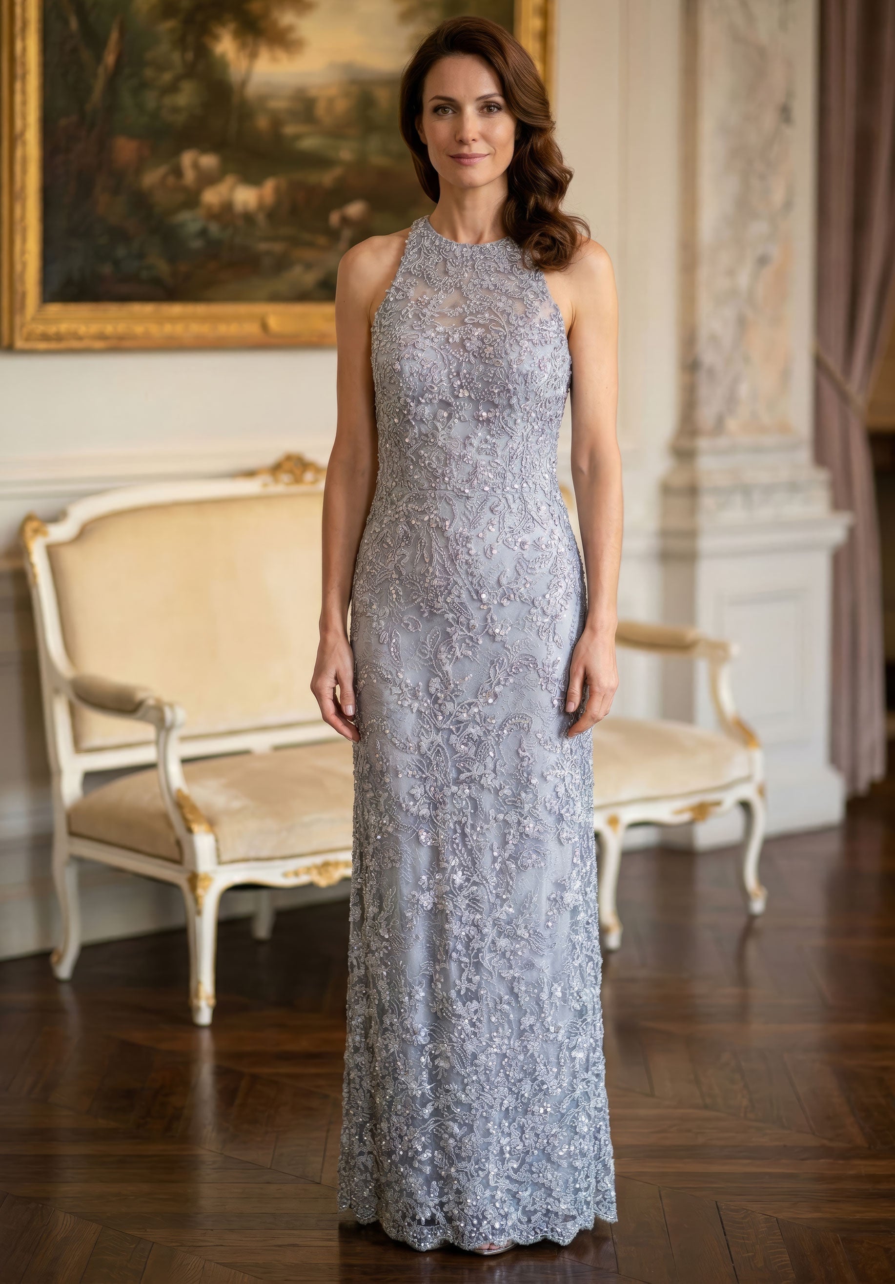morilee-halter-neck-3d-floral-chantilly-lace-abendkleid image 4
