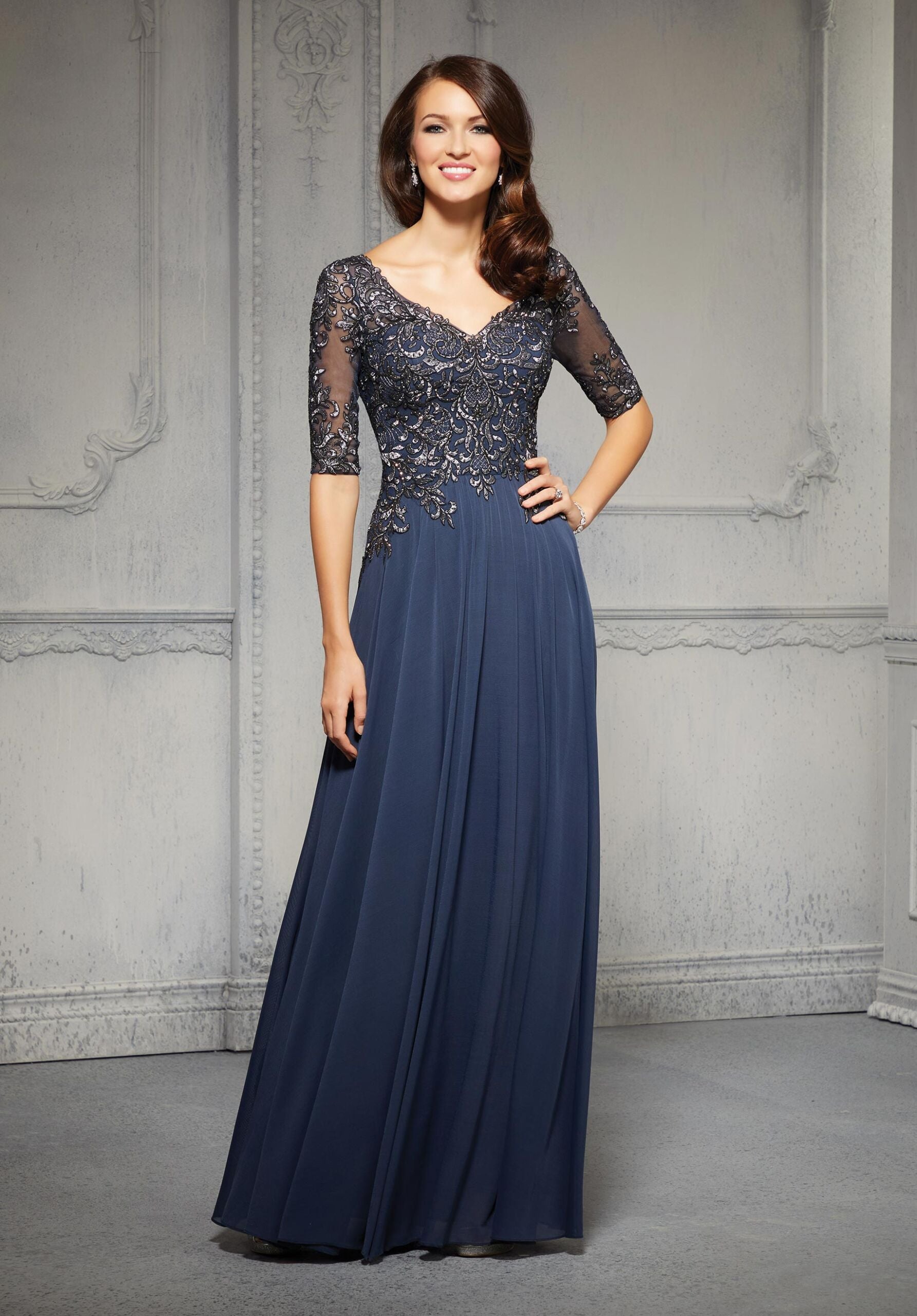 morilee-festkleid-stretch-mesh-v-neck-perlenapplikation image 7