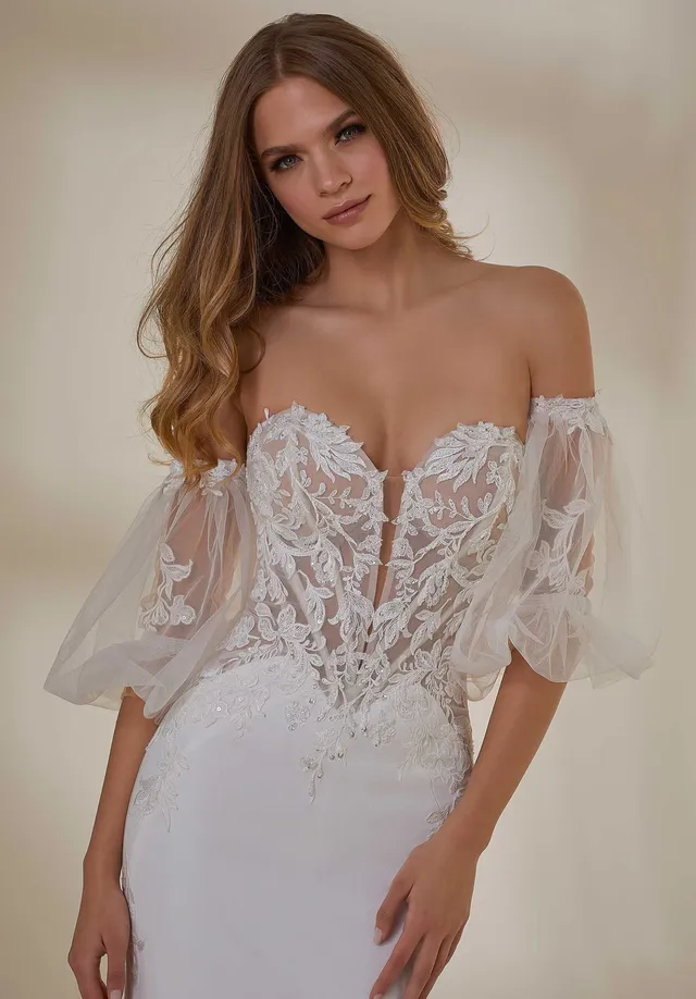 morilee-frosted-lace-pouf-rmel-abnehmbare-off-shoulder-braut-rmel image 1