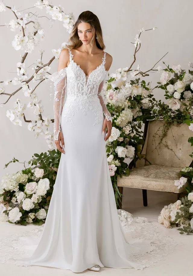 morilee-arabesque-brautkleid-mermaid-aus-crepe-mit-rmeln image 1