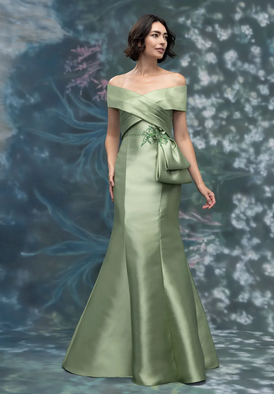 morilee-mikado-meerjungfrau-abendkleid-portrait-ausschnitt-kristall image 1