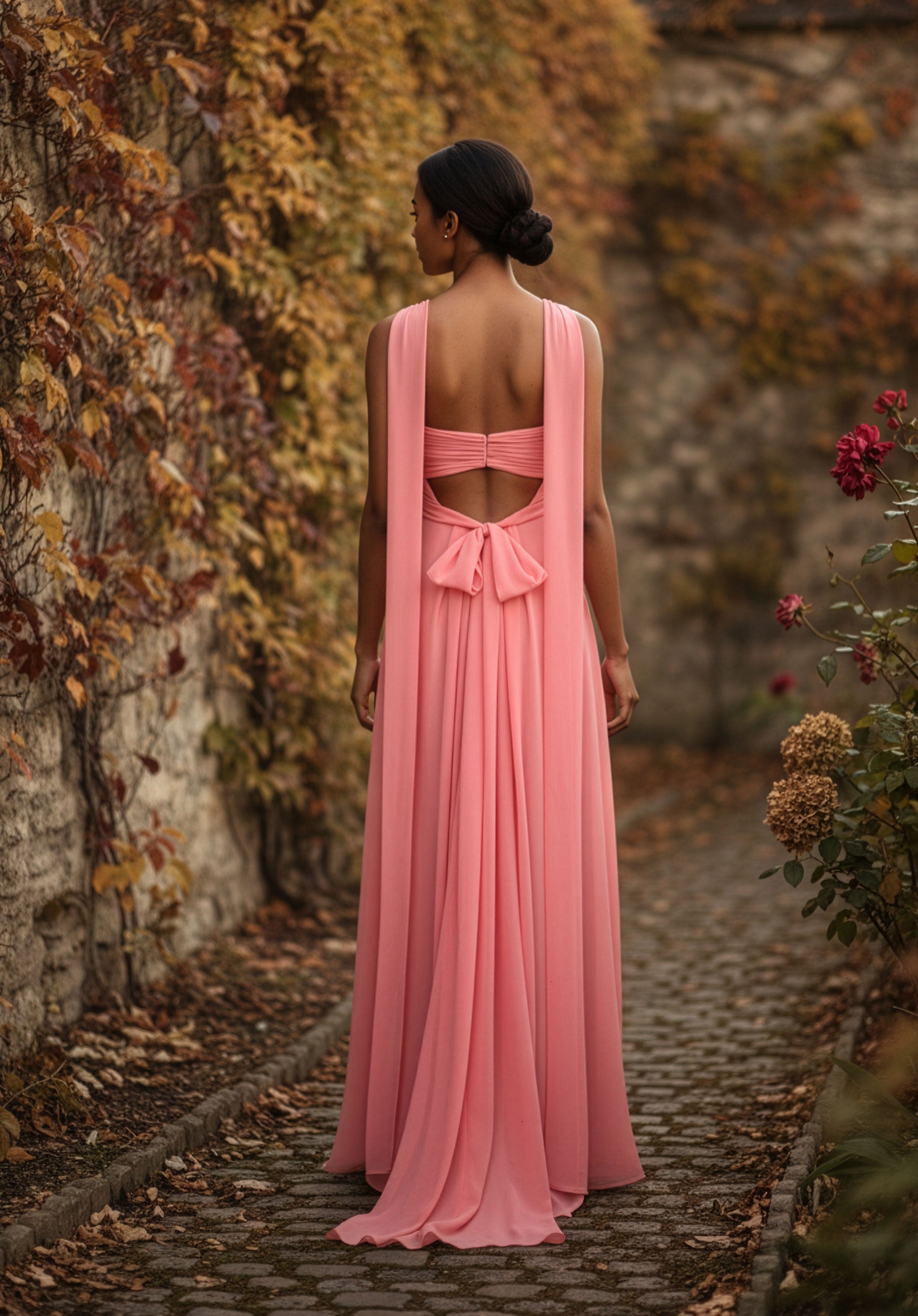 morilee-chiffon-brautjungfernkleid-mit-halstuch image 3