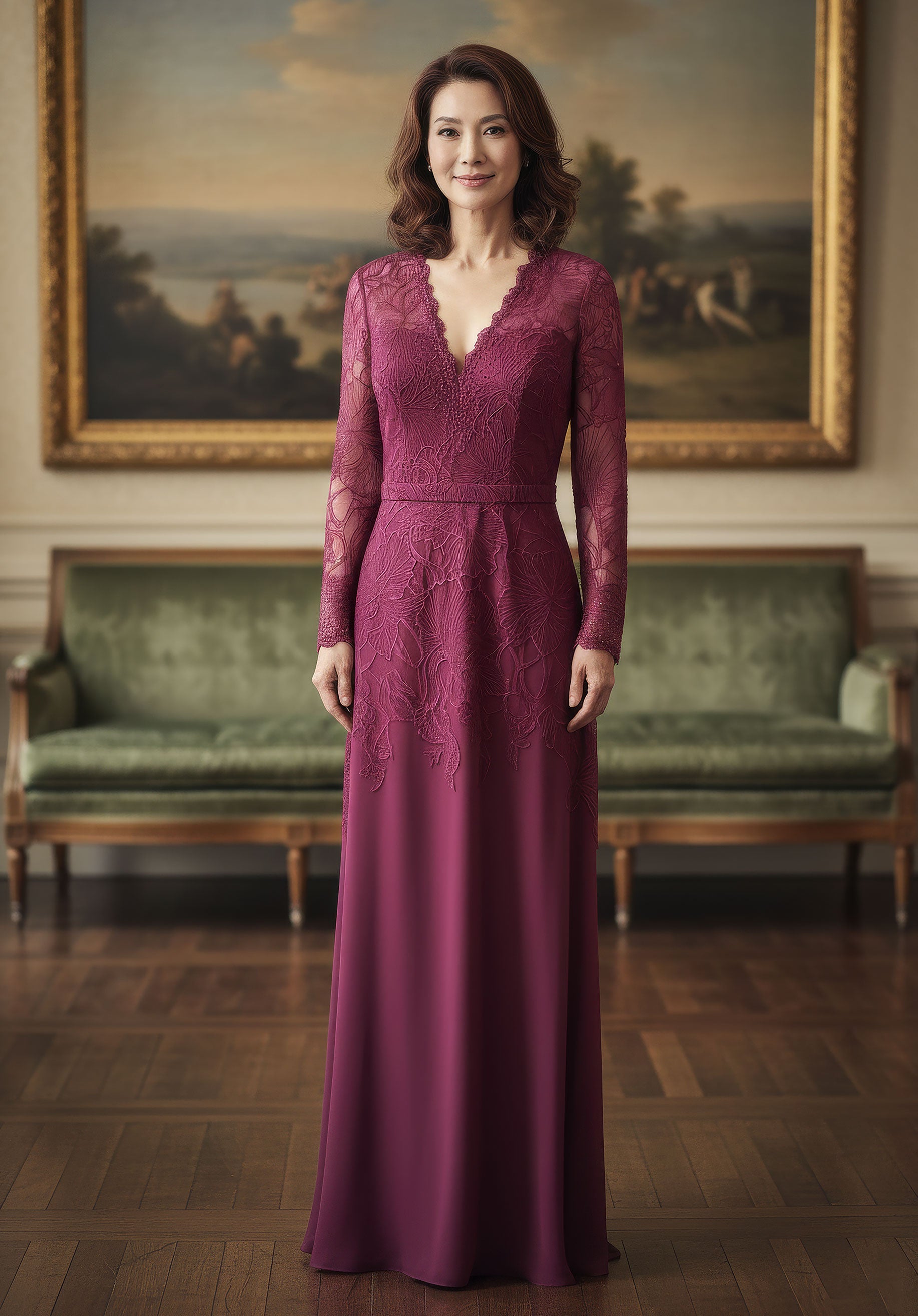 morilee-spitzen-langarm-a-linie-abendkleid-mit-crepe-rock image 1