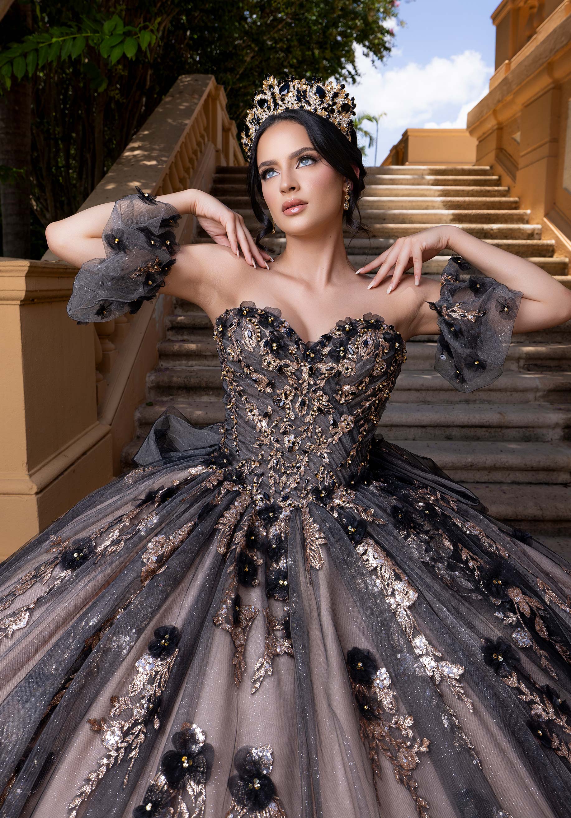 morilee-vizcaya-blair-quincea-era-kleid-mit-3d-bl-ten-und-puff-rmeln image 2