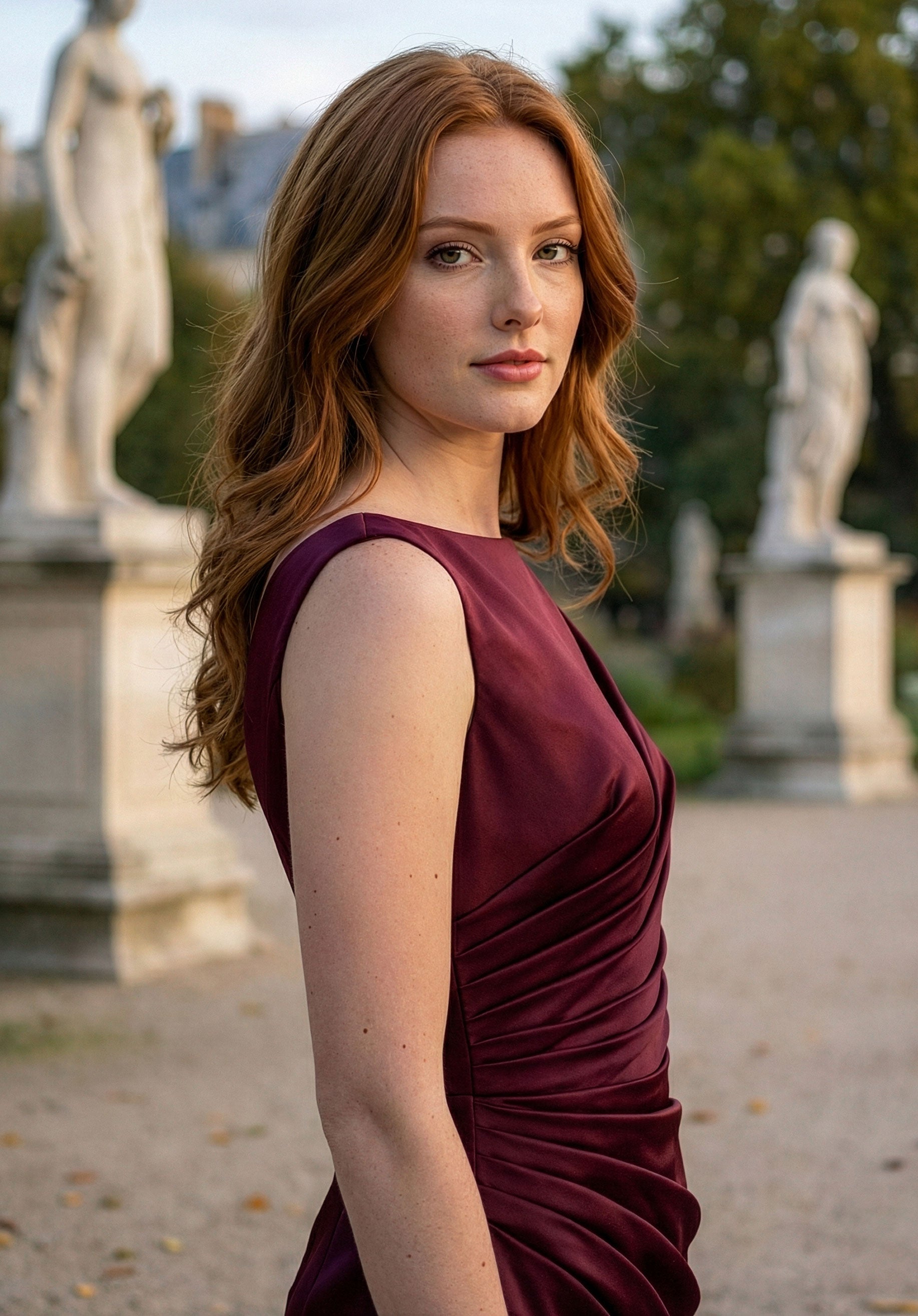 morilee-asymmetrically-draped-boat-neck-satin-brautjungfernkleid-bordeaux image 2