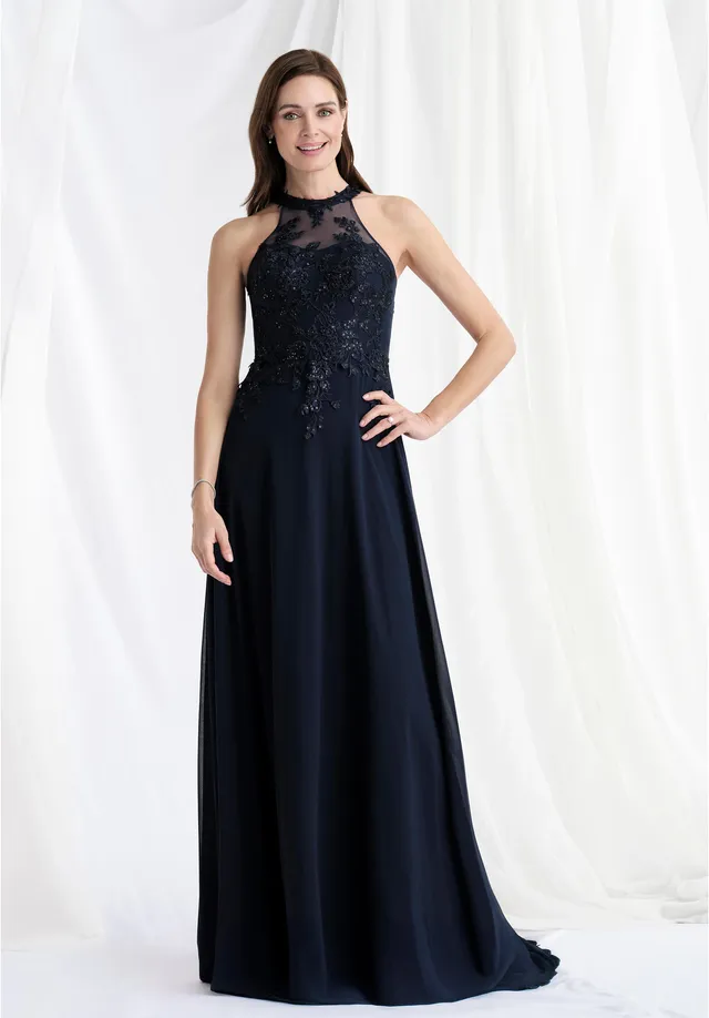 morilee-abendkleid-chiffon-mit-neckholder-und-illusion-ausschnitt image 1