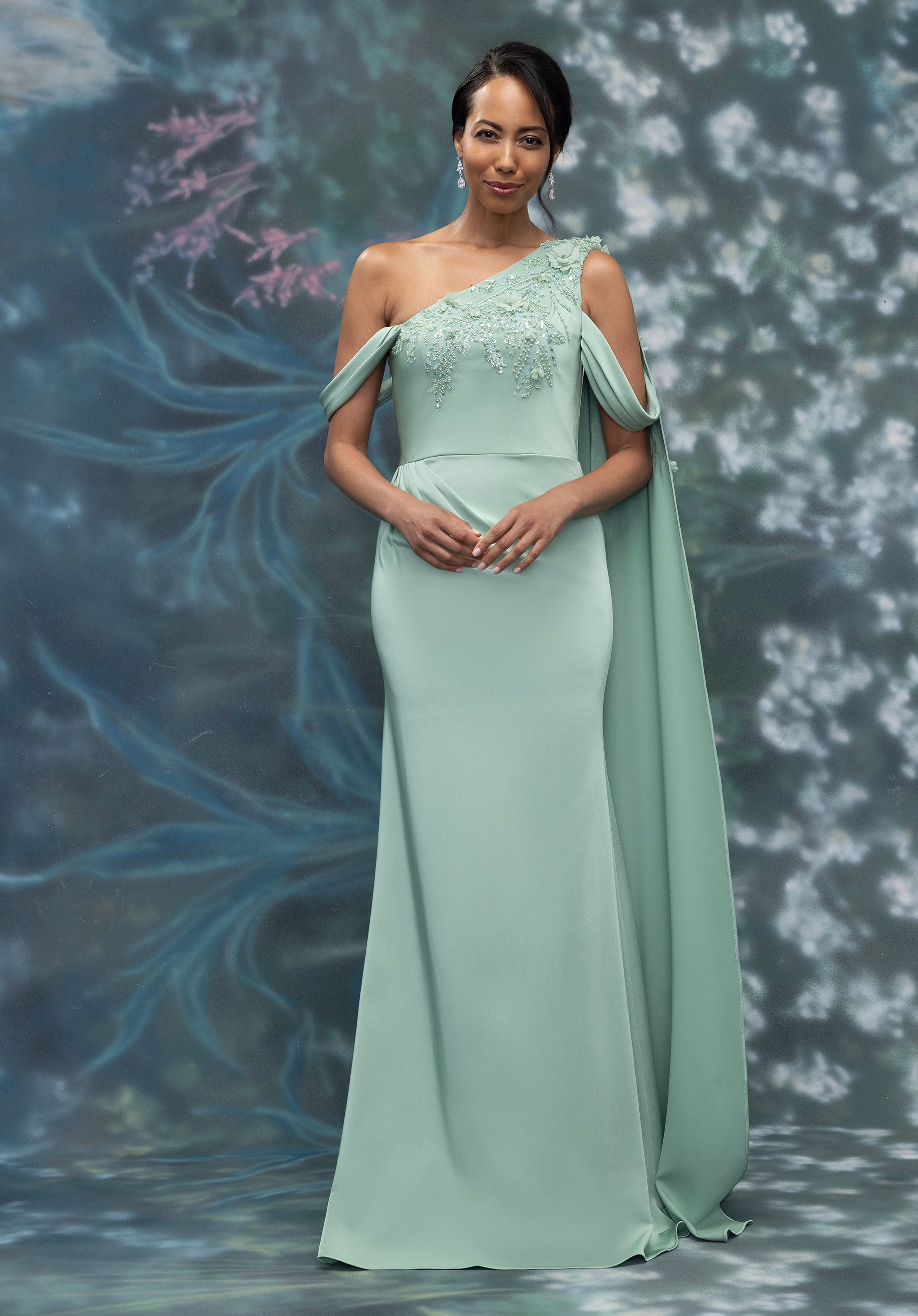 morilee-one-shoulder-abendkleid-crepe-mit-drapierung-und-3d-blumen image 1