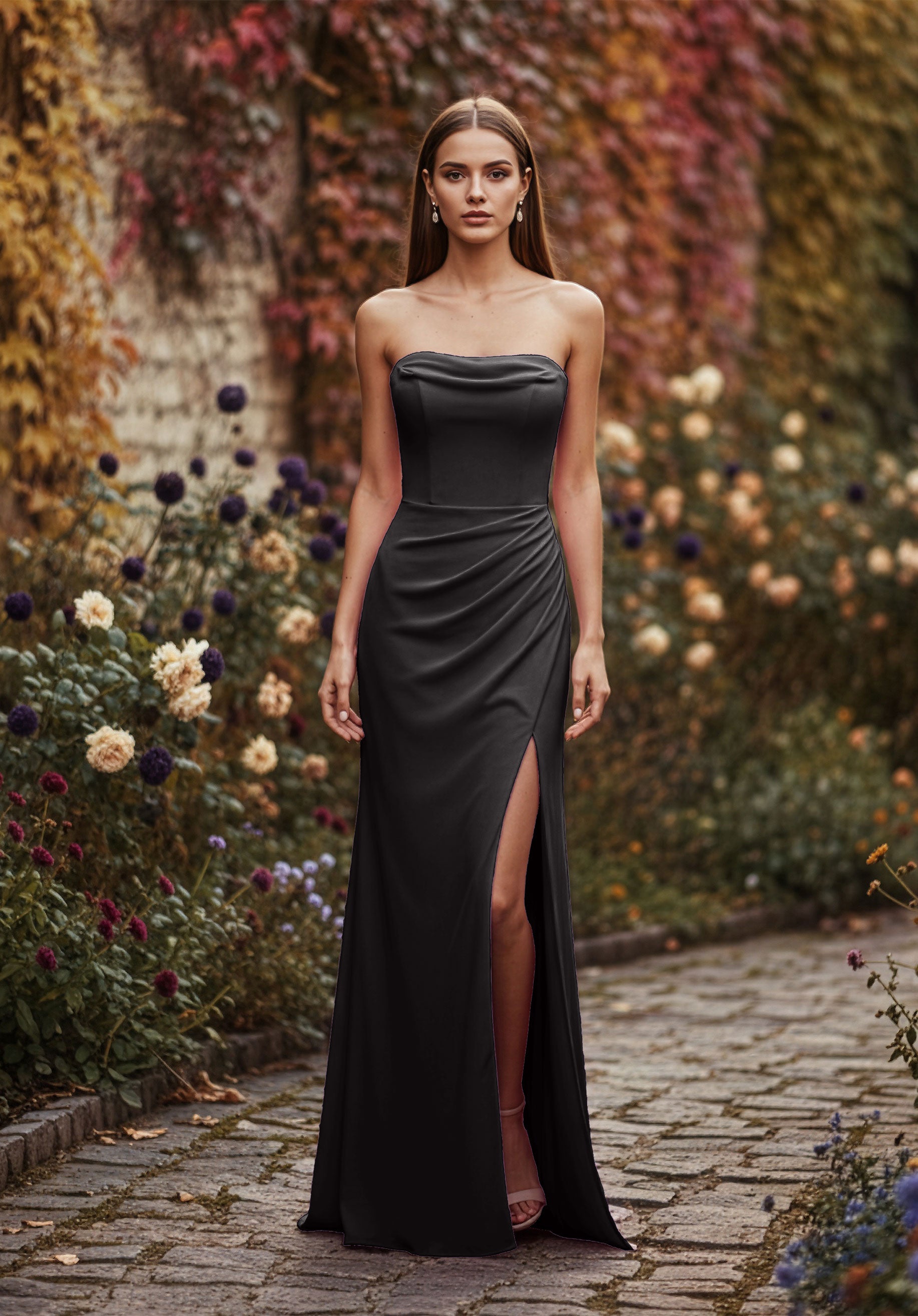 morilee-strapless-brautjungfernkleid-aus-chiffon-mit-schlitz image 7