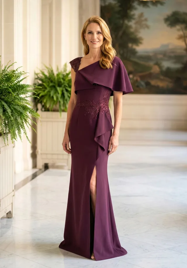 morilee-asymmetrical-fold-over-stretch-crepe-abendkleid image 1