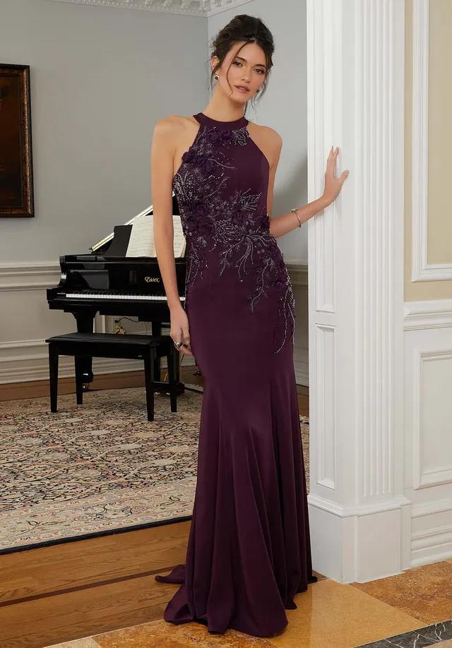 morilee-3d-floral-halter-abendkleid-mit-stola image 1