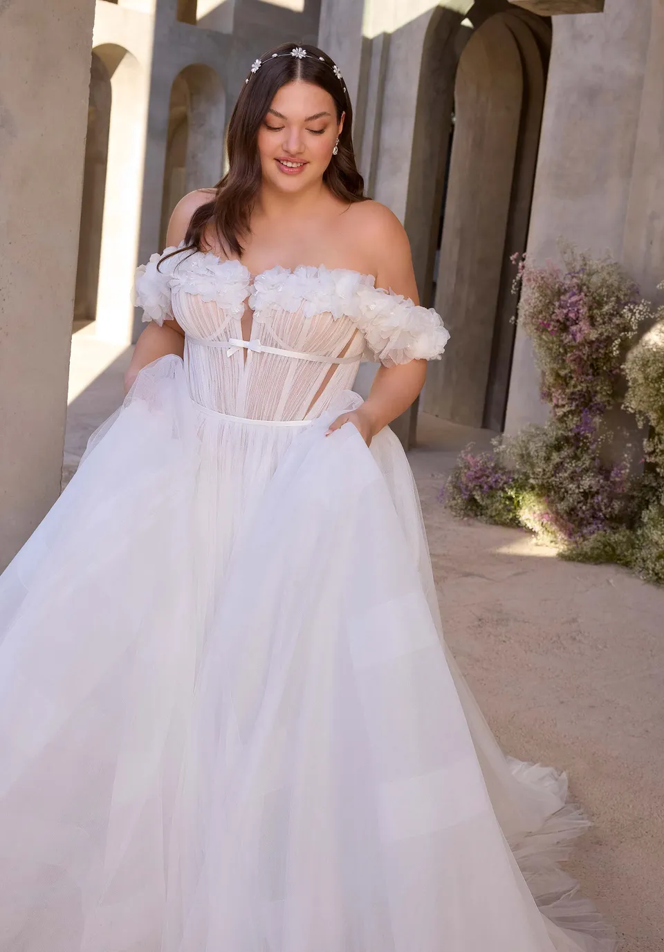 morilee-julietta-claudia-brautkleid-off-shoulder-a-linie-mit-3d-bl-ten image 1