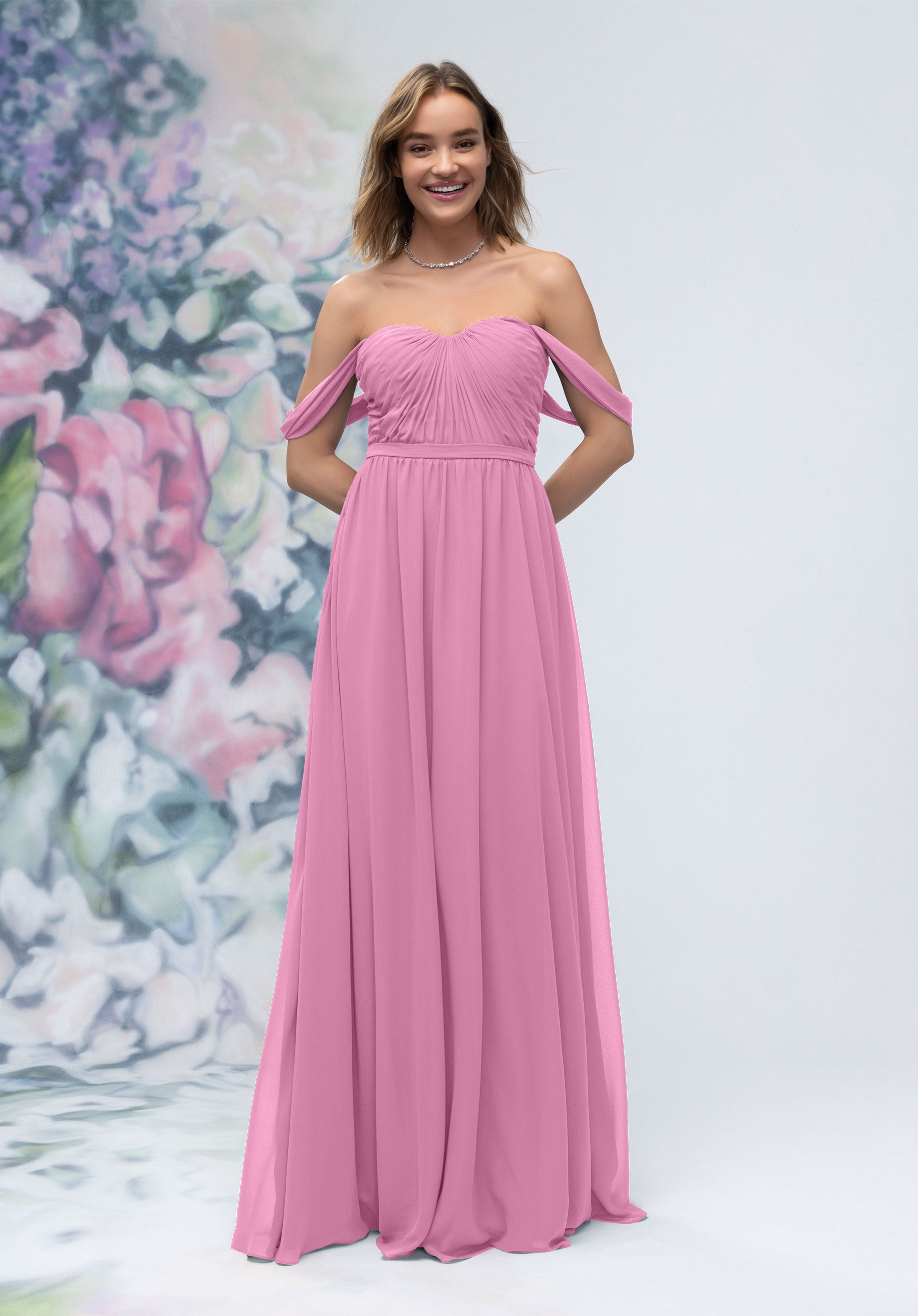 morilee-brautjungfernkleid-a-linie-chiffon-sweetheart-gerafft-off-shoulder image 8