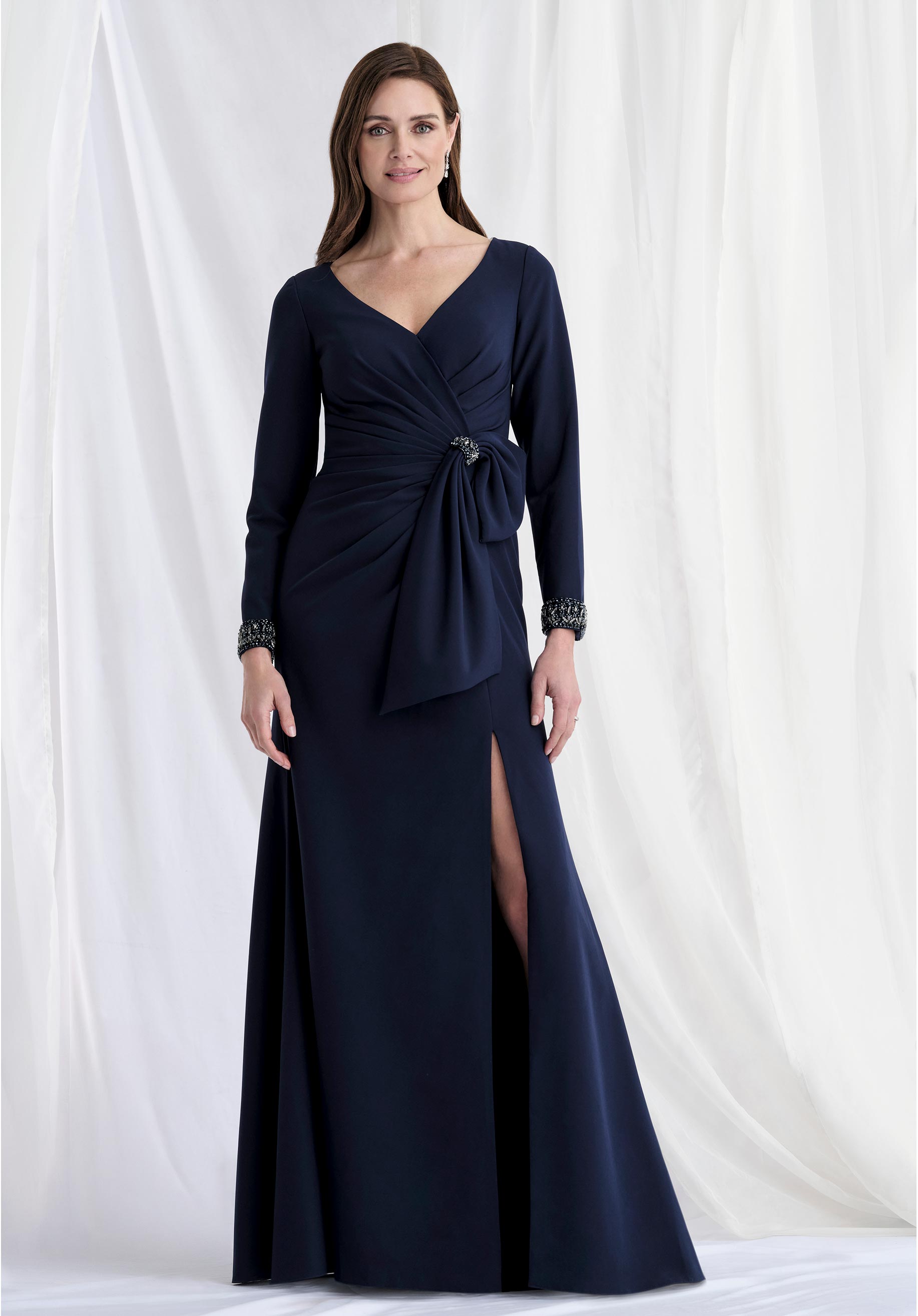 morilee-scuba-knit-fit-and-flare-abendkleid-mit-schleife image 1