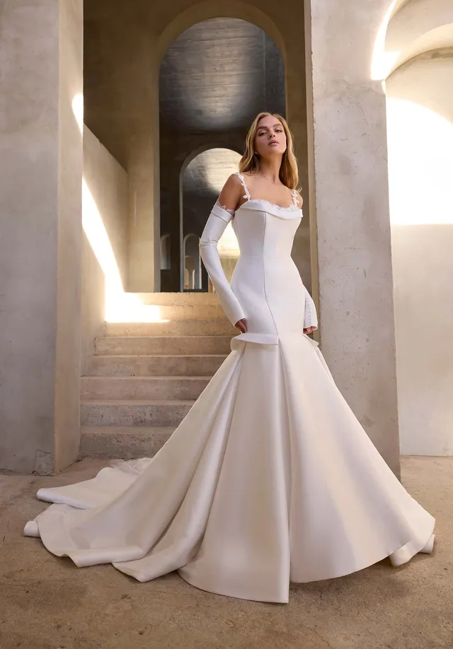 morilee-renni-brautkleid-mikado-mermaid-mit-abnehmbaren-rmeln image 1