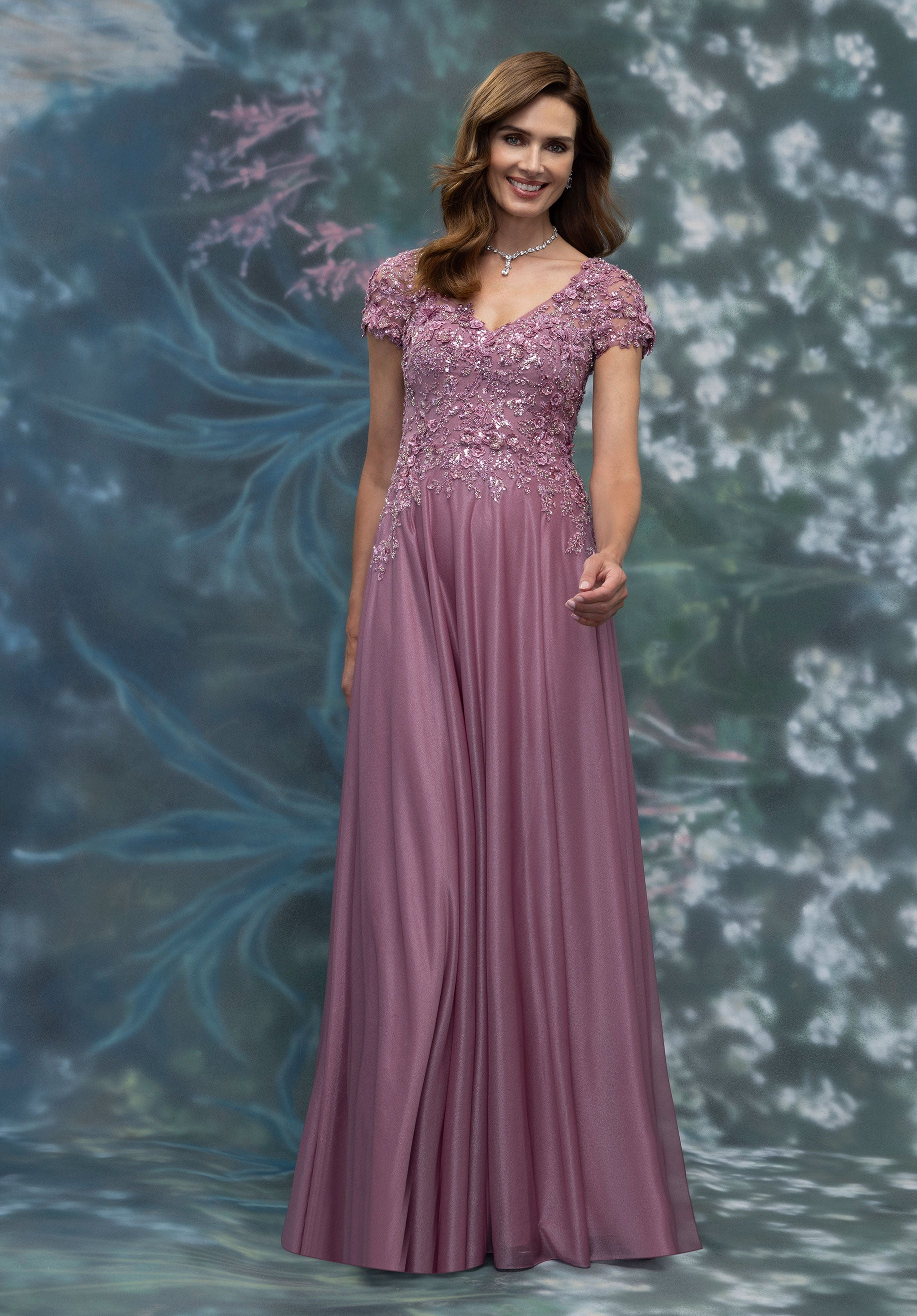 morilee-abendkleid-a-linie-chiffon-mit-kurzarm-3d-florals-und-handbeading image 1