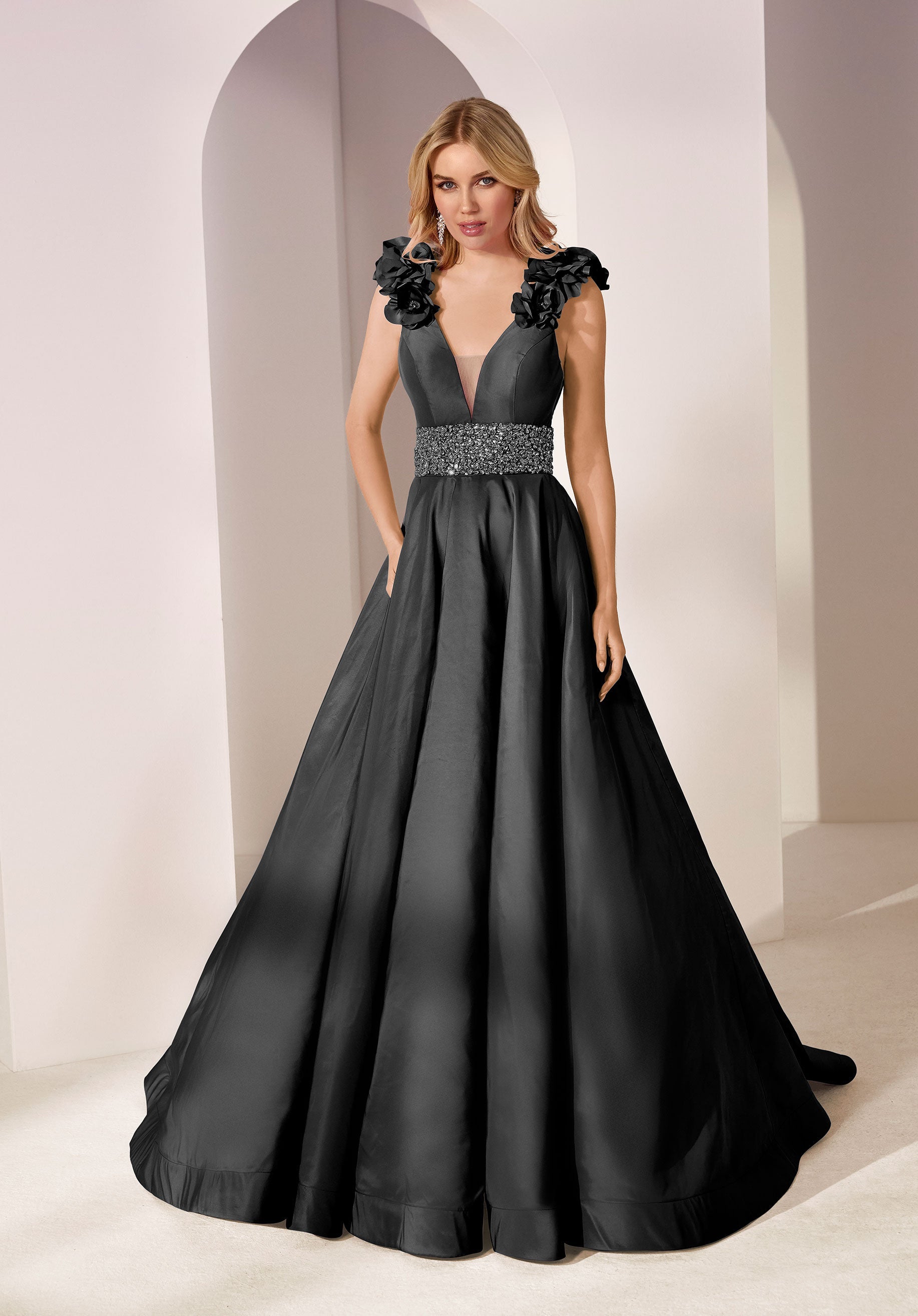 morilee-v-neck-taffeta-a-linien-partykleid image 4