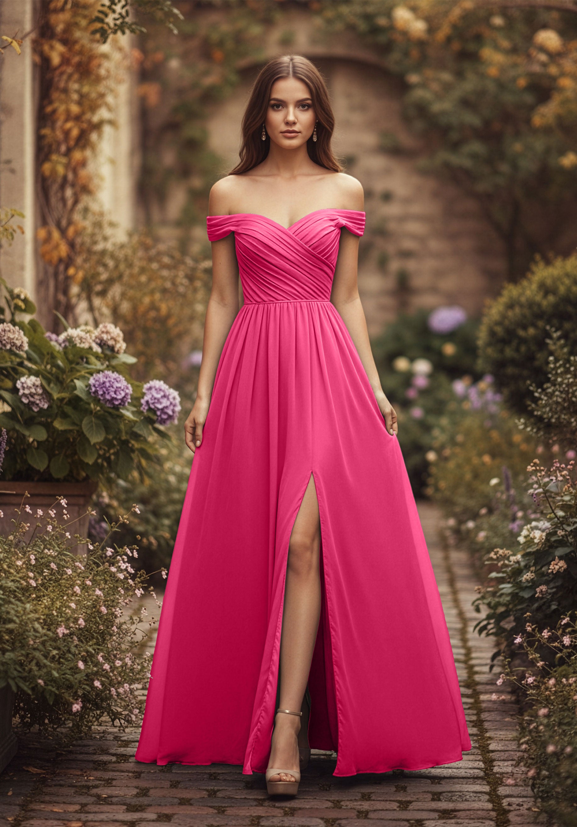 morilee-a-line-chiffon-brautjungfernkleid-mit-ger-schtem-off-shoulder-oberteil image 6