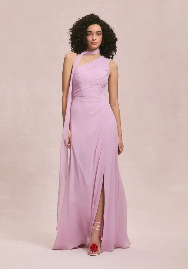 morilee-one-shoulder-chiffon-brautjungfernkleid-mit-schlitz image 1