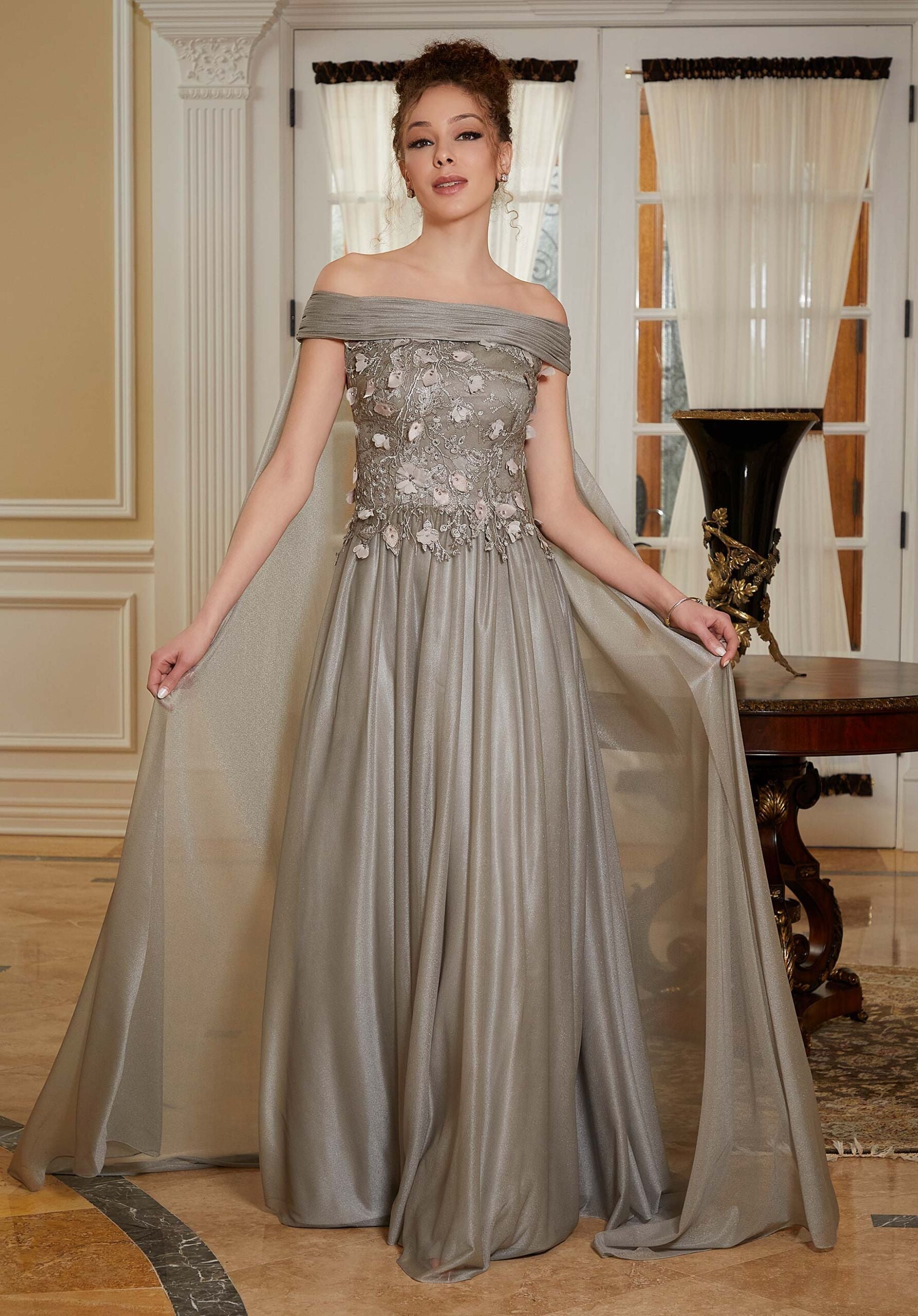 morilee-shimmer-mesh-abendkleid-a-linie-mit-cape image 5
