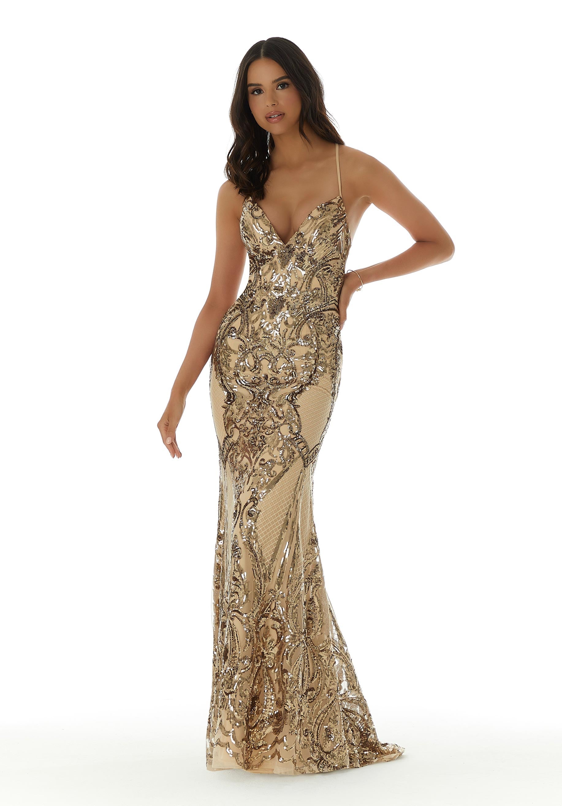 morilee-sequin-fitted-promkleid-party-fit-and-flare-mit-kreuzr-cken image 5