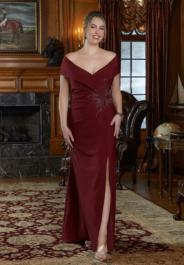 morilee-a-linie-abendkleid-aus-crepe-mit-schlitz image 1