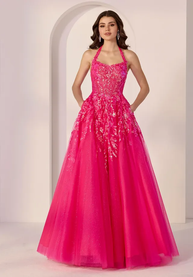 morilee-party-t-ll-a-linie-kleid-mit-pailletten-und-corsage image 1