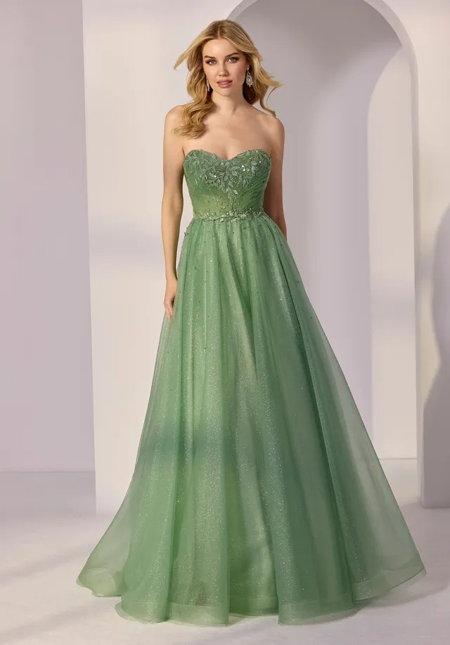 morilee-a-linie-glitzer-t-ll-partykleid-mit-perlen-corsage image 1