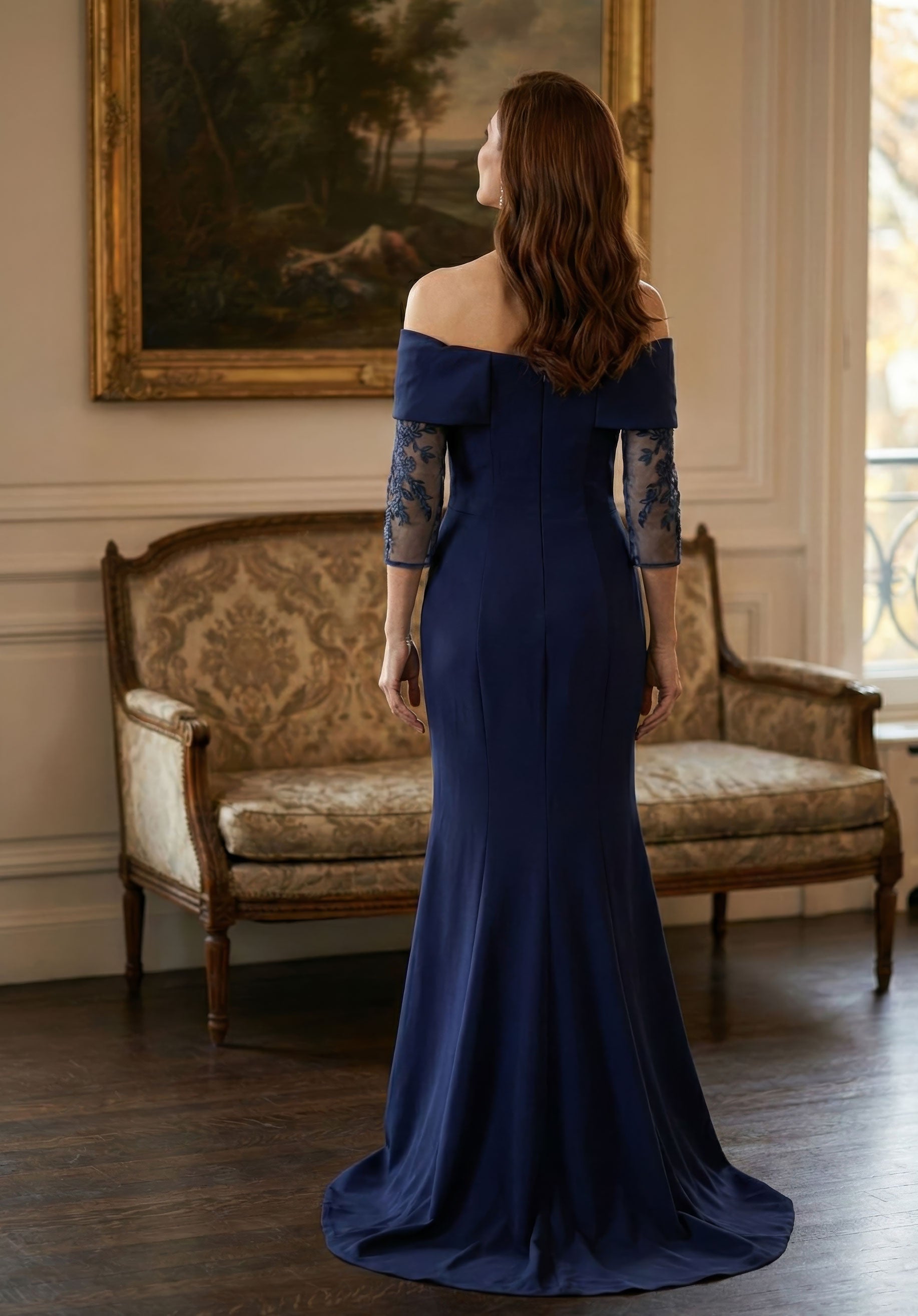morilee-stretch-crepe-abendkleid-mit-abnehmbaren-3-4-spitzen-rmeln image 6
