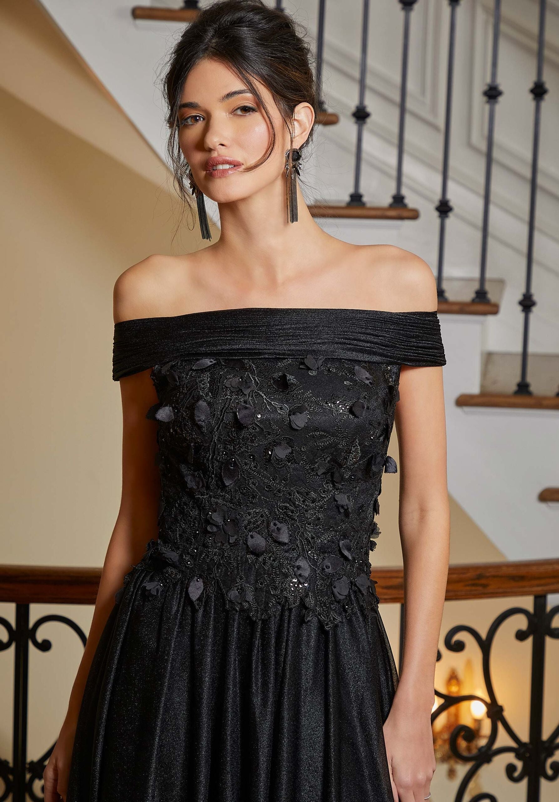 morilee-shimmer-mesh-abendkleid-a-linie-mit-cape image 2